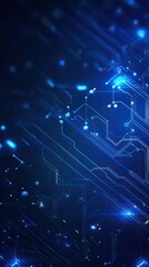 Obraz premium Abstract blue digital background with glowing lines and shapes, ideal for technology, innovation, and data themes.