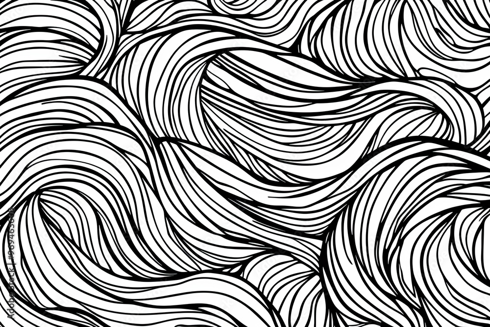 Aufkleber abstract monochrome illustration of flowing lines creating a wavy pattern, perfect for backgrounds a