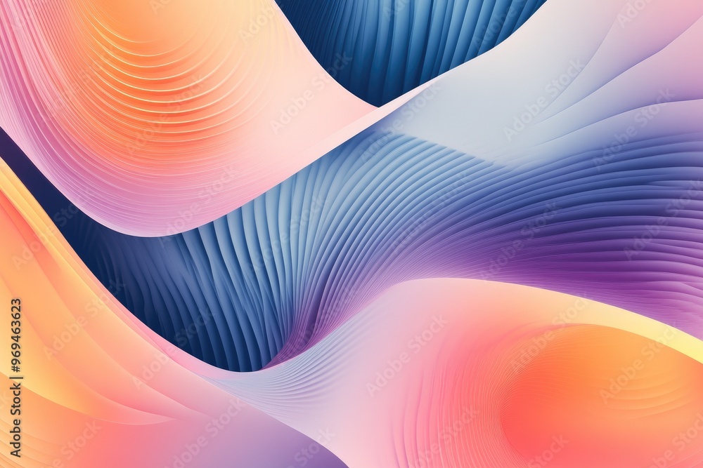 Poster abstract wavy design featuring soft pastel colors, creating a sense of flow and movement, perfect fo