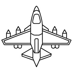 military airplane outline coloring book page line art drawing