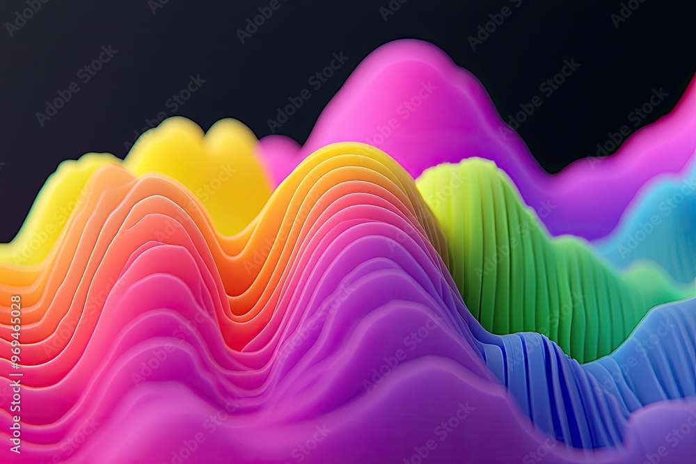 Poster vibrant, flowing waves of colorful paper create a stunning visual display, showcasing artful design 