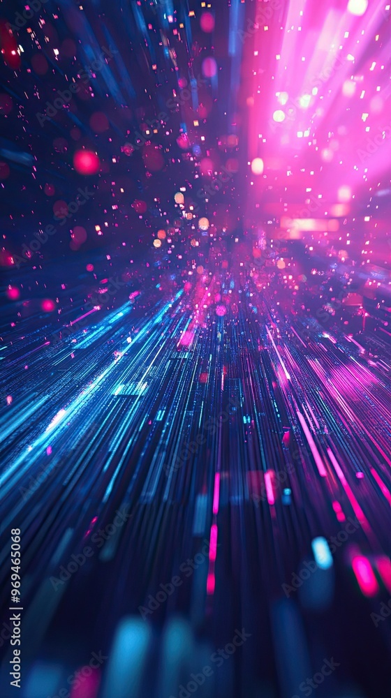 Aufkleber vibrant light beams extend through a dark space, creating a dynamic and colorful visual experience r