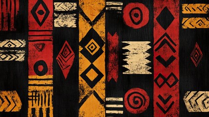 Tribal pattern with earthy tones and bold lines, inspired by African textiles