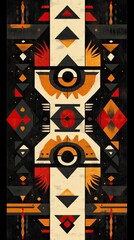 Tribal pattern with earthy tones and bold lines, inspired by African textiles