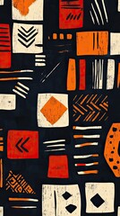 Tribal pattern with earthy tones and bold lines, inspired by African textiles