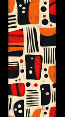 Tribal pattern with earthy tones and bold lines, inspired by African textiles