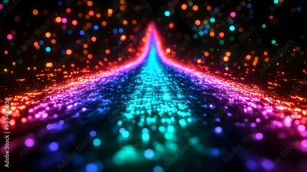 Poster A vibrant, abstract pathway of colorful lights and sparkles, creating a dynamic visual effect.