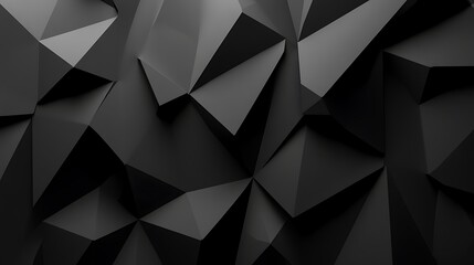 Geometric Noir Elegance - Dark Low-Poly Shapes on Matte Black Background for Stylish Wallpaper Design