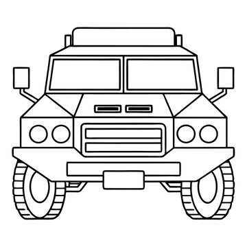 recommend clip art: military vehicle outline coloring book page line art drawing