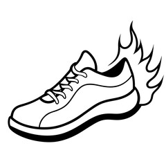 Shoes on a white background, fiery running shoes vector silhouette illustration