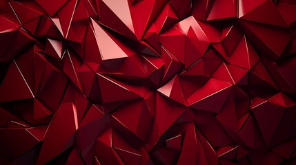 Intense Crimson Low-Poly Abstract Background for Striking Designs