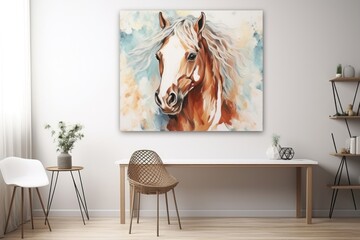 Horse marble acrylic pour painting canvas art.