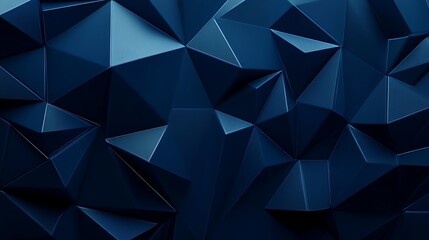 Elegant Navy Blue Low-Poly Geometric Shapes Background for Sophisticated Design