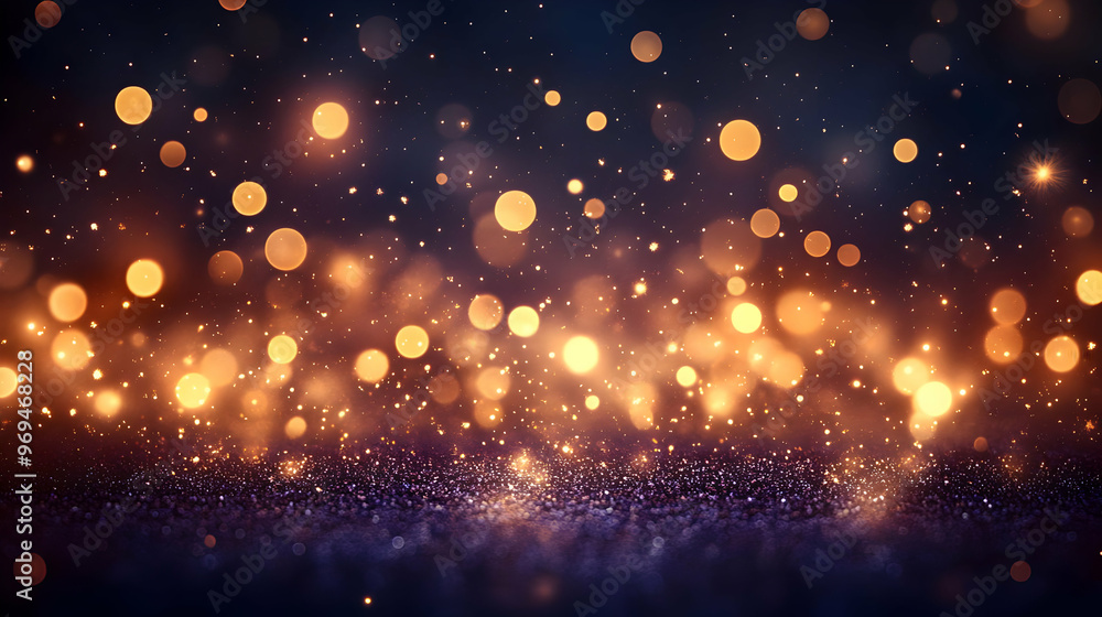 Poster a visually captivating background of shimmering golden bokeh lights.