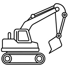 Naklejka premium mini excavator machine outline coloring book page line art drawing