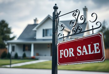 For Sale Sign in Front of a House