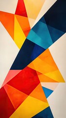 Fototapeta premium White canvas with vibrant, angular shapes in primary colors