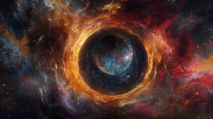 Cosmic Canvas of Creative Potential - Abstract Nebulae and Constellations Surrounding Empty Space Artwork.