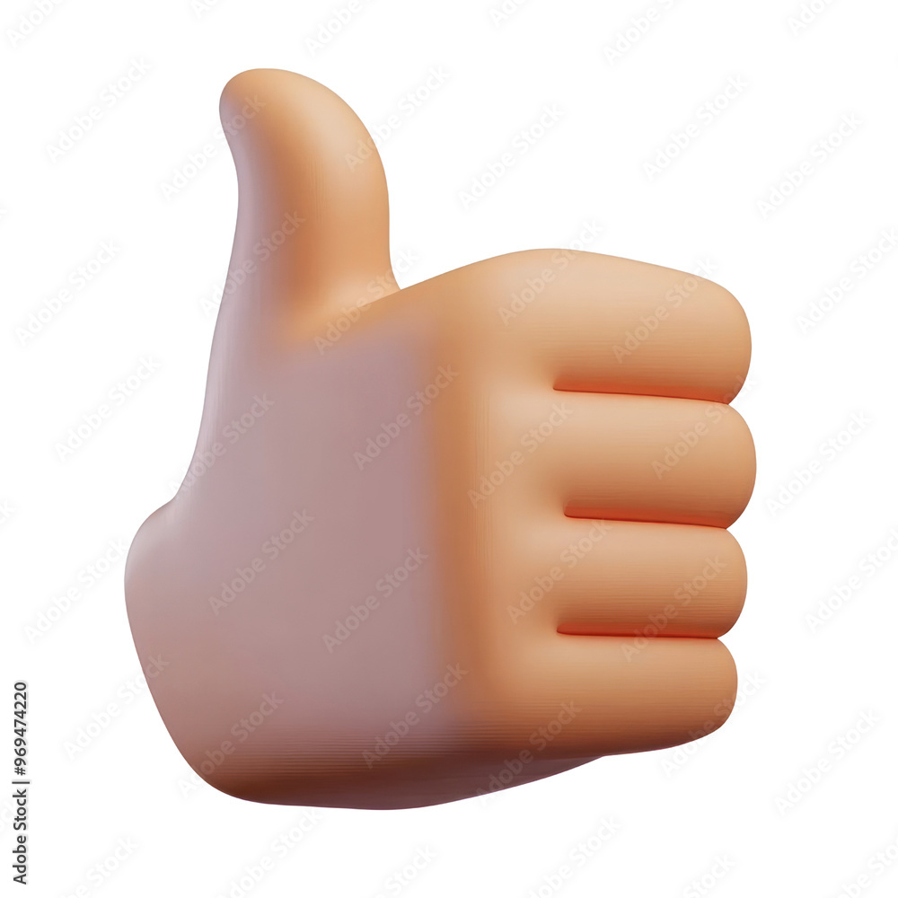Poster hand with thumb up 3d render icon isolated on transparent background cutout