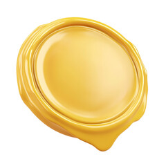 gold wax seal 3d render icon isolated on transparent background cutout