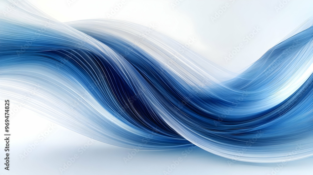 Poster abstract blue wave design with smooth flowing lines and gradients.