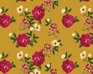 botanical floral vector seamless pattern with roses herbs and leaves big set background with flowers