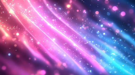 Abstract colorful background with glowing lights and particles.