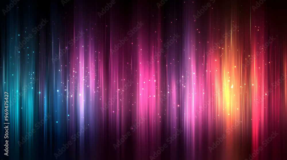 Poster Abstract colorful light streaks with a sparkling effect.