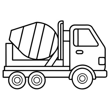 recommend clip art: mixing truck machine outline coloring book page line art drawing