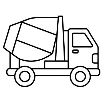 recommend clip art: mixing truck machine outline coloring book page line art drawing