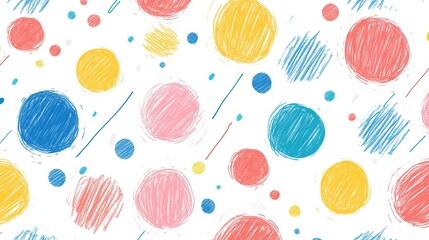 Colorful abstract patterns with circles and lines on a white background