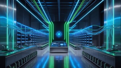 Obraz premium abstract technology background with digital connection lines and dots, Cyber big data flow,