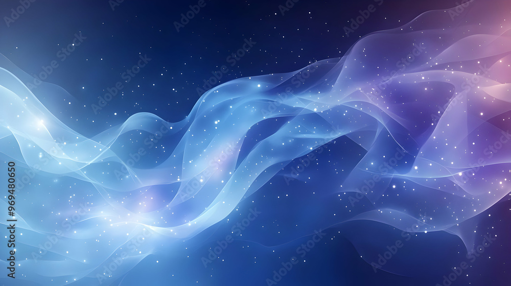 Poster abstract wave design with stars, creating a cosmic and ethereal atmosphere.