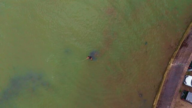 Aerial view a car driving on a.