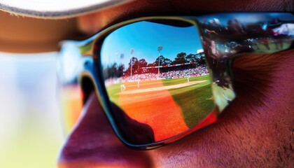 Boy with Cap and Glasses Reflecting a Cricket Match