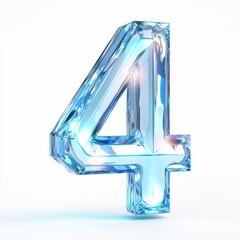 Obraz premium 3D number 4 with diamond texture realistic modern design, soft lighting, white background 