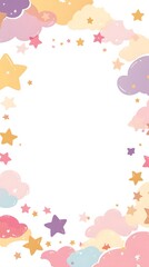 Pastel Clouds and Stars Border Frame
