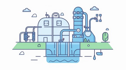 Fototapeta premium A cute cartoon of an AI-driven futuristic smart recycling plant