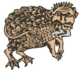 Tarasque middle age monster isolated on transparent background