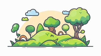 Fototapeta premium A Cute cartoon-style environmental impact driven by AI solutions, featuring ESG principles, set in a green, eco-friendly cityscape with dynamic visuals