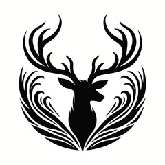 Fototapeta premium Bold Deer Silhouette with Antlers for Logo and T-Shirt Branding
