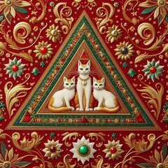 Jolir texture sur tissu de lin avec le designes des chats.