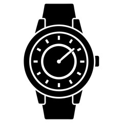 Wristwatch vector illustration, watch vector silhouette icon on white