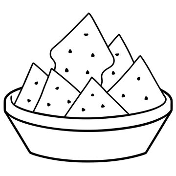recommend clip art: nachos with salsa outline coloring book page line art drawing