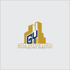 Fototapeta premium Modern GY Real Estate Logo Design with Building Silhouettes