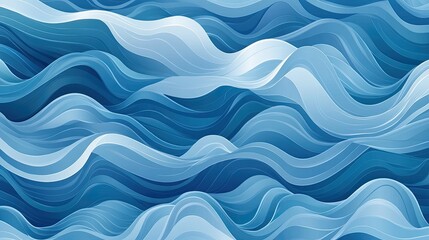 Fototapeta premium A seamless pattern of abstract waves in shades of blue, offering a dynamic, ocean-inspired design.