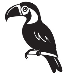 Fototapeta premium Toucan in cartoon, doodle style . Image for t-shirt, web, mobile apps and ui. Isolated 2d vector illustration in logo, icon, sketch style, Eps 10, black and white. AI Generative