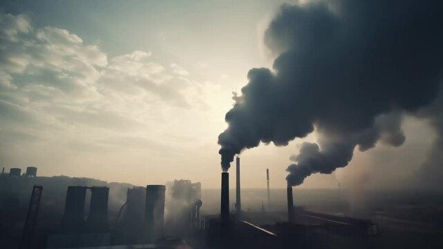 Industrial Smoke and Factory Landscape Video