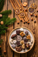 Various types of typical Czech christmas cookies