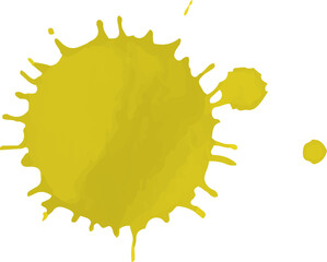 Yellow ink splash, blot or spot, smudges, spray for Holi festival design.